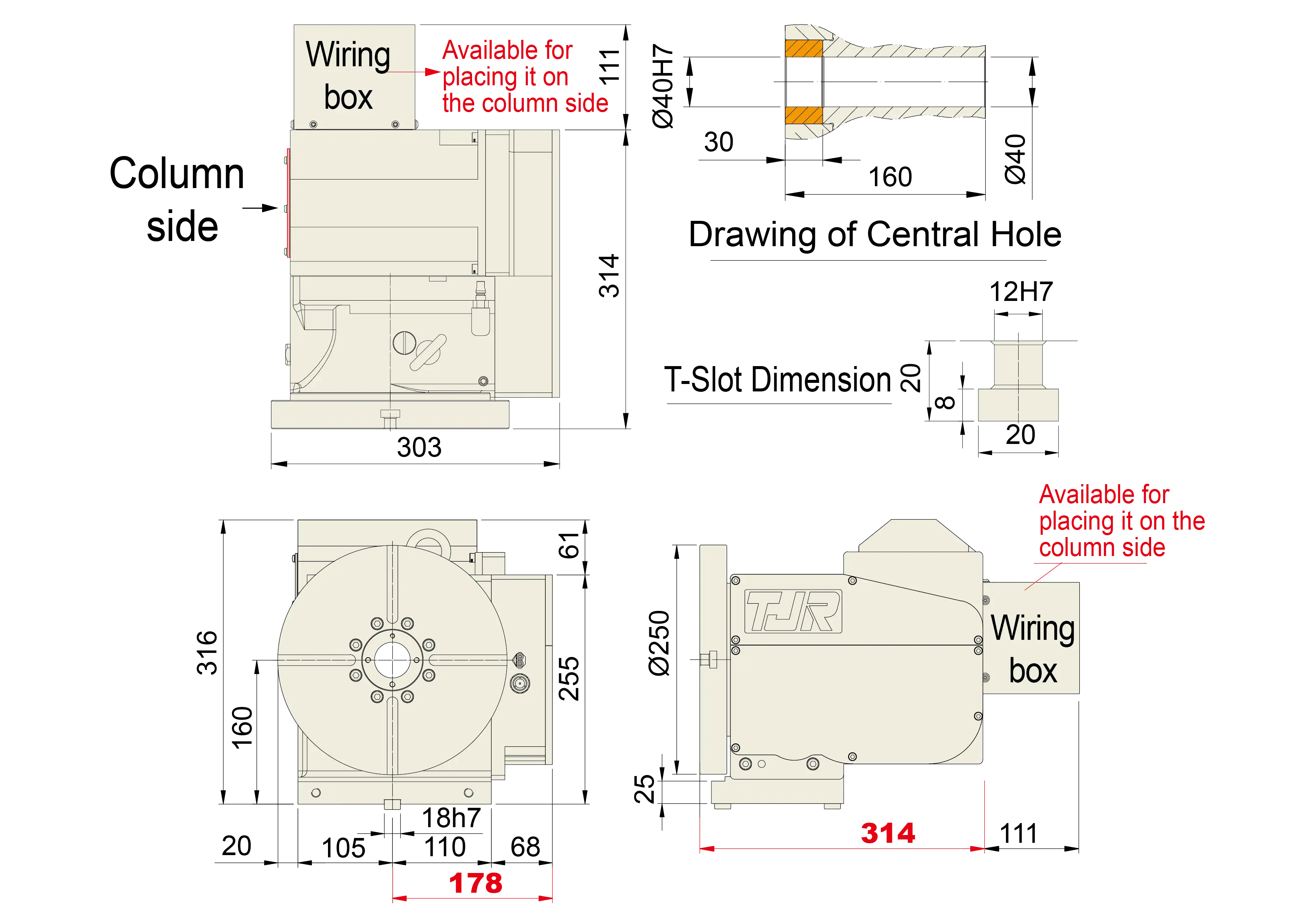 AR-250B - Product Dimension dimensions