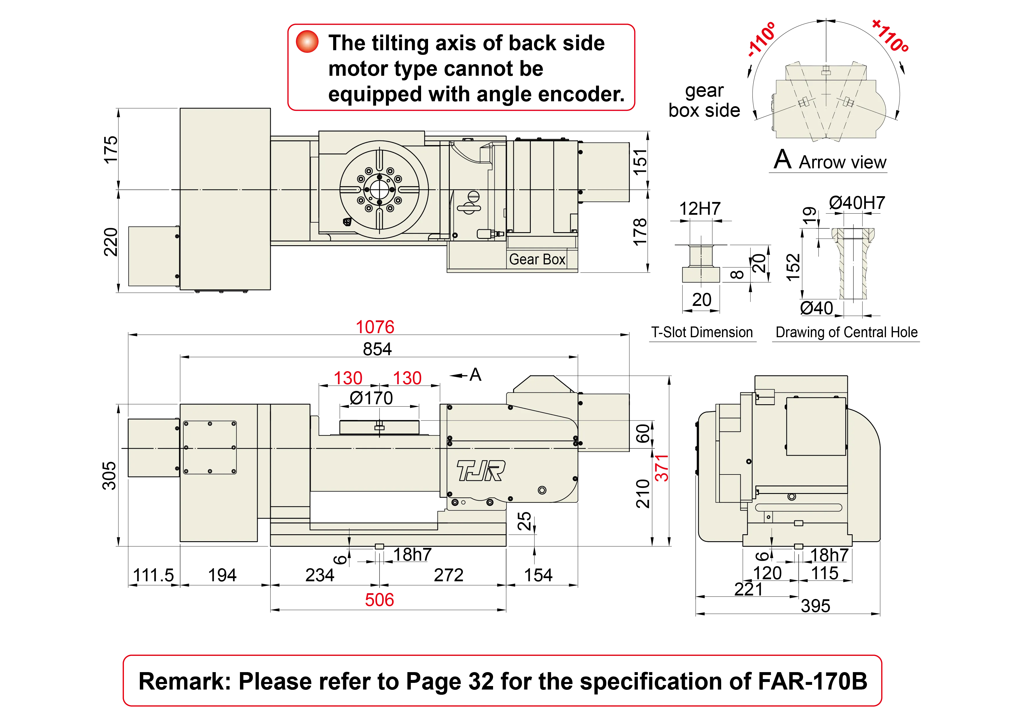 FAR-170BH - Product Dimension dimensions