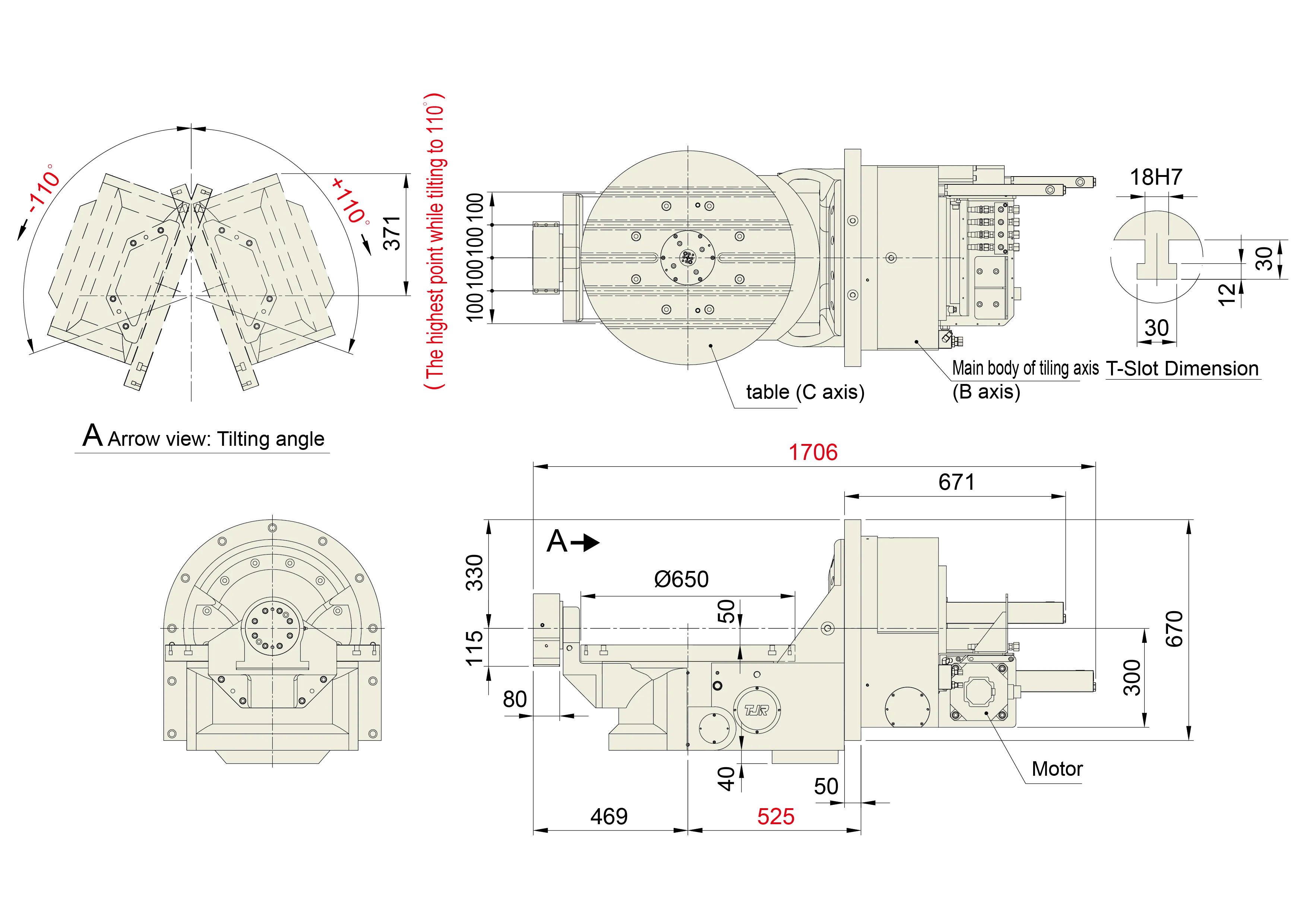 FHR-650S-525 - Product Dimension dimensions