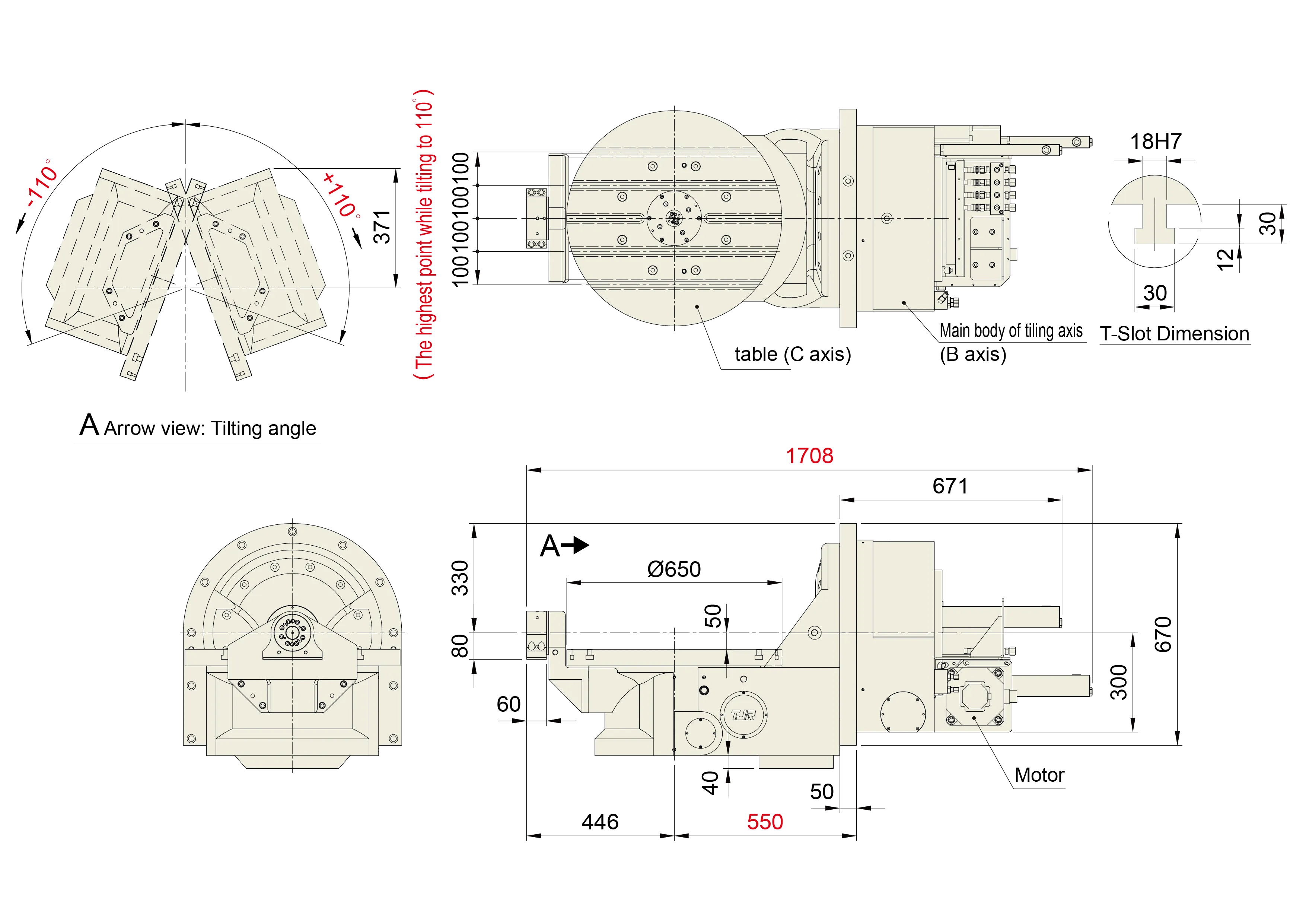 FHR-650S-550 - Product Dimension dimensions