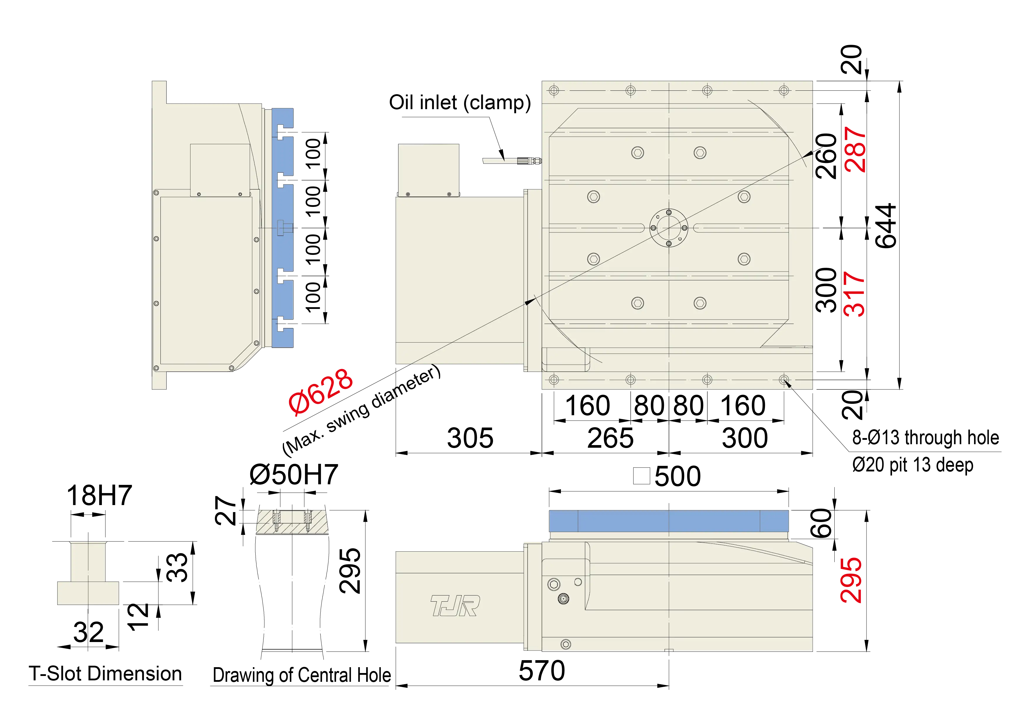 HHR-500×500 - Product Dimension dimensions