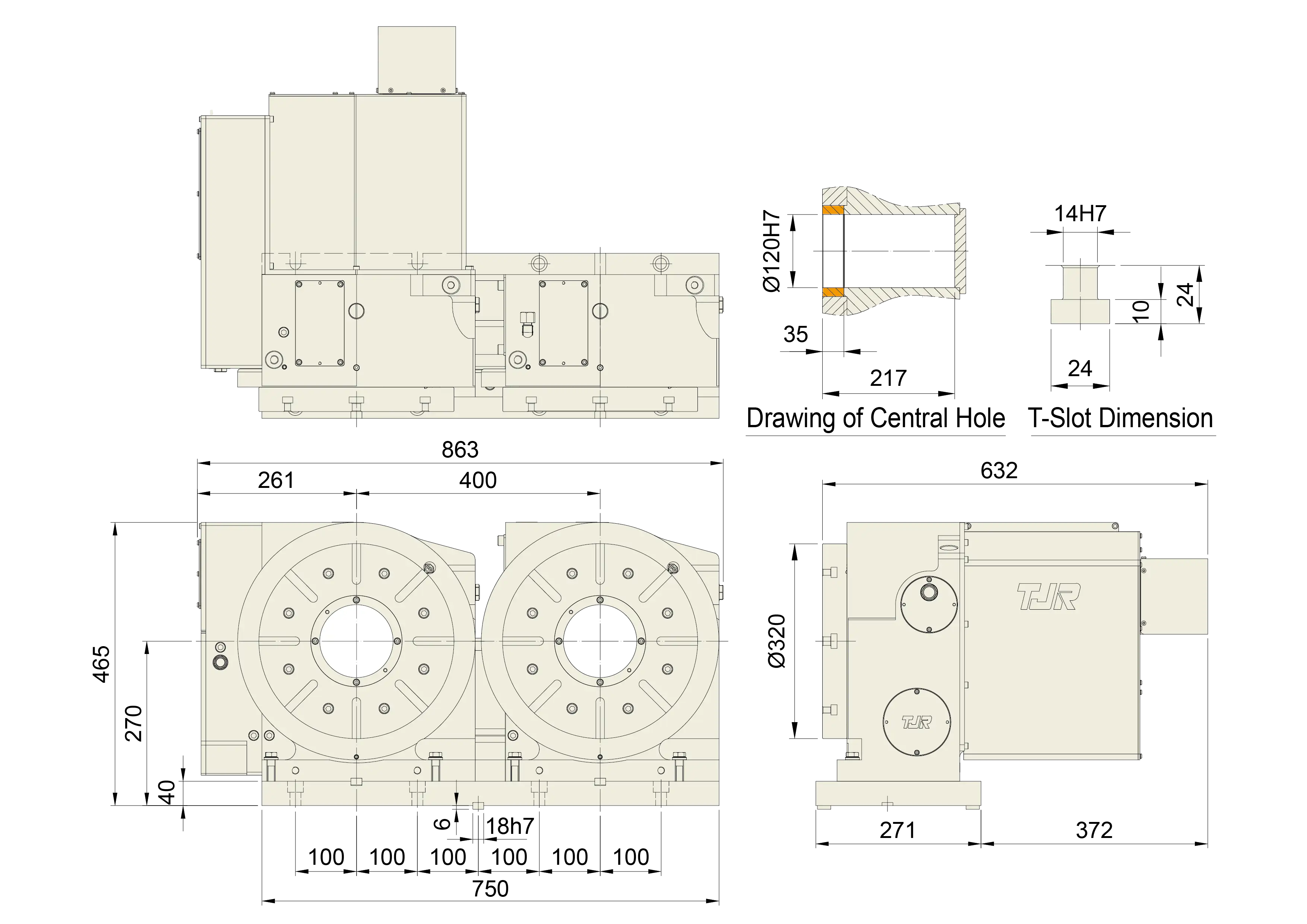 HR-320B-2W - Product Dimension dimensions