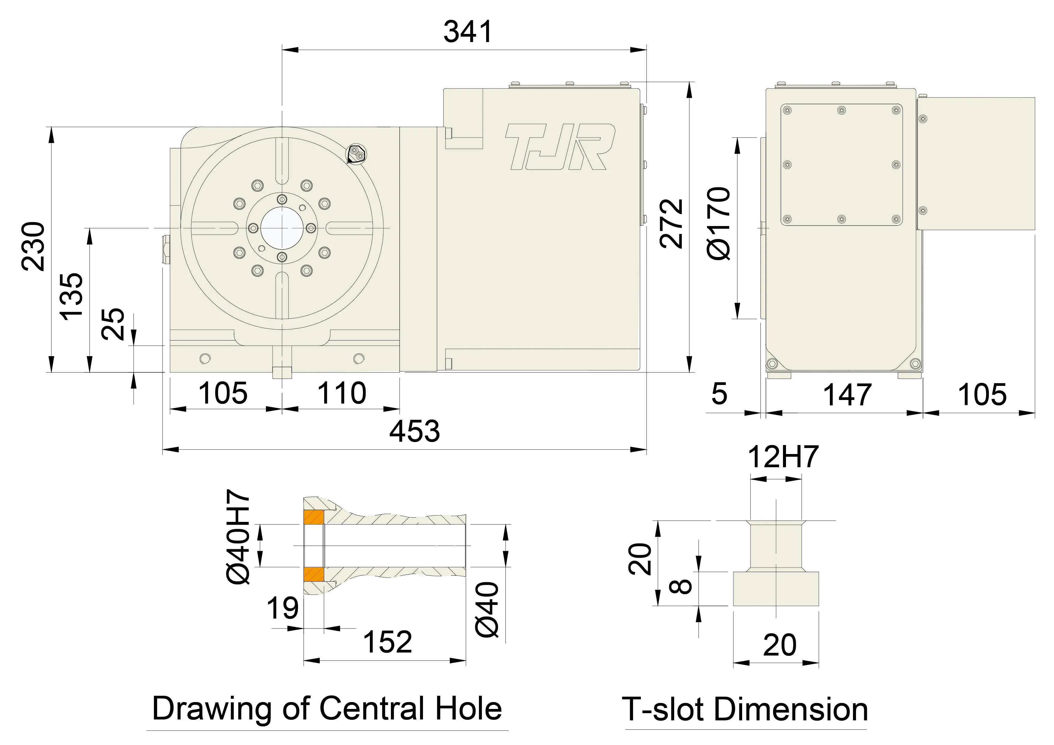 RC-170 RH - Product Dimension dimensions