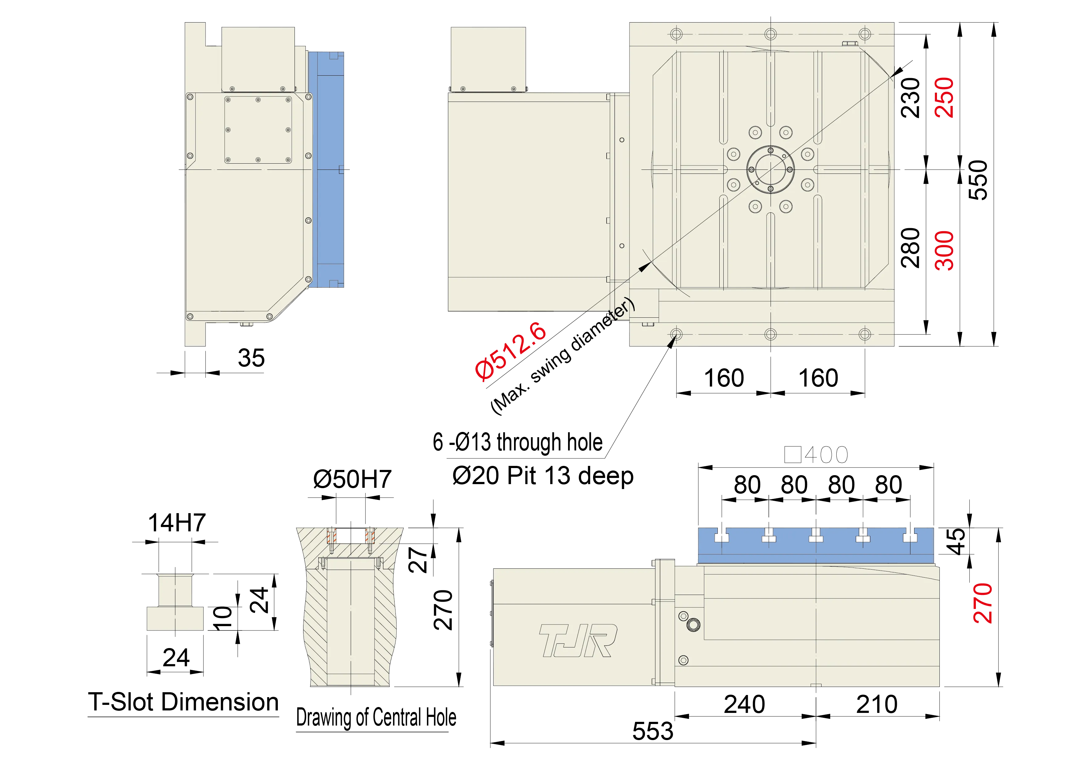 TJR HI-400-400A Hirth Coupling Index Table Technical Specifications