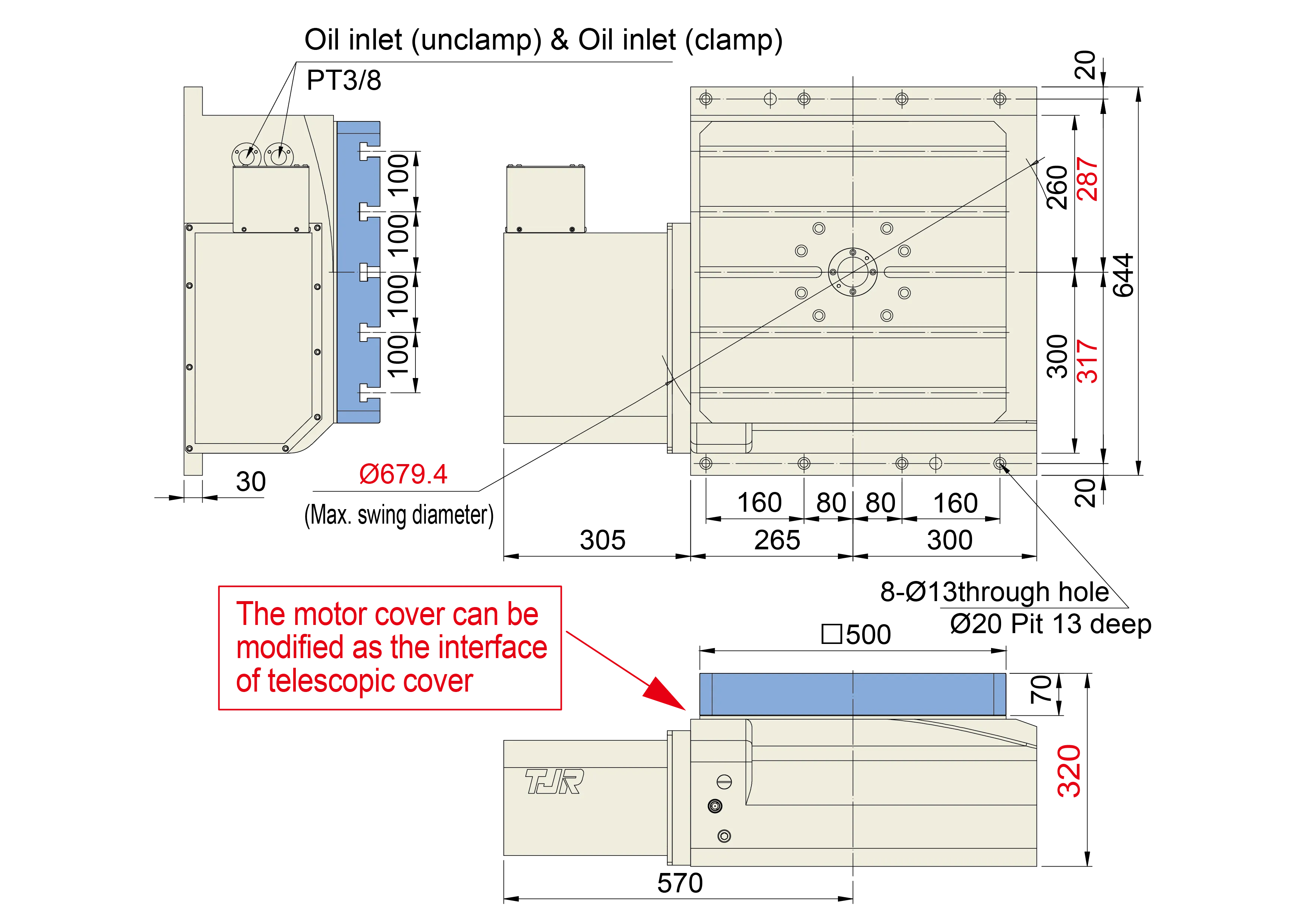 TJR HI-500-500 Hirth Coupling Index Table Technical Specifications