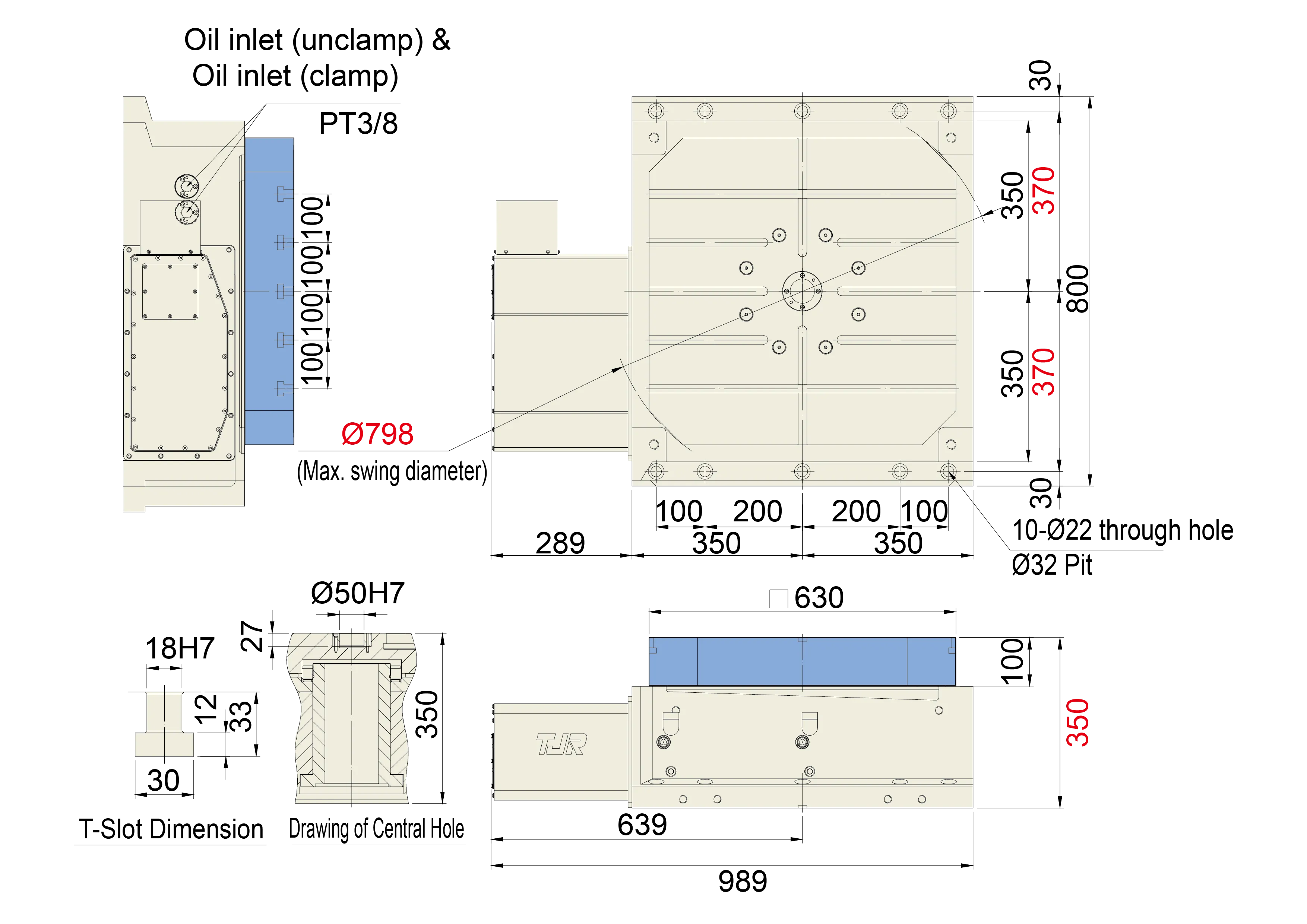 TJR HI-630-630 Hirth Coupling Index Table Technical Specifications
